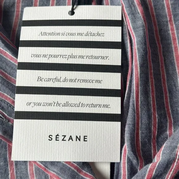 Sézane Lexia Dress in striped écru, red, and blue ~ size FR40, NWT! - Picture 5 of 8
